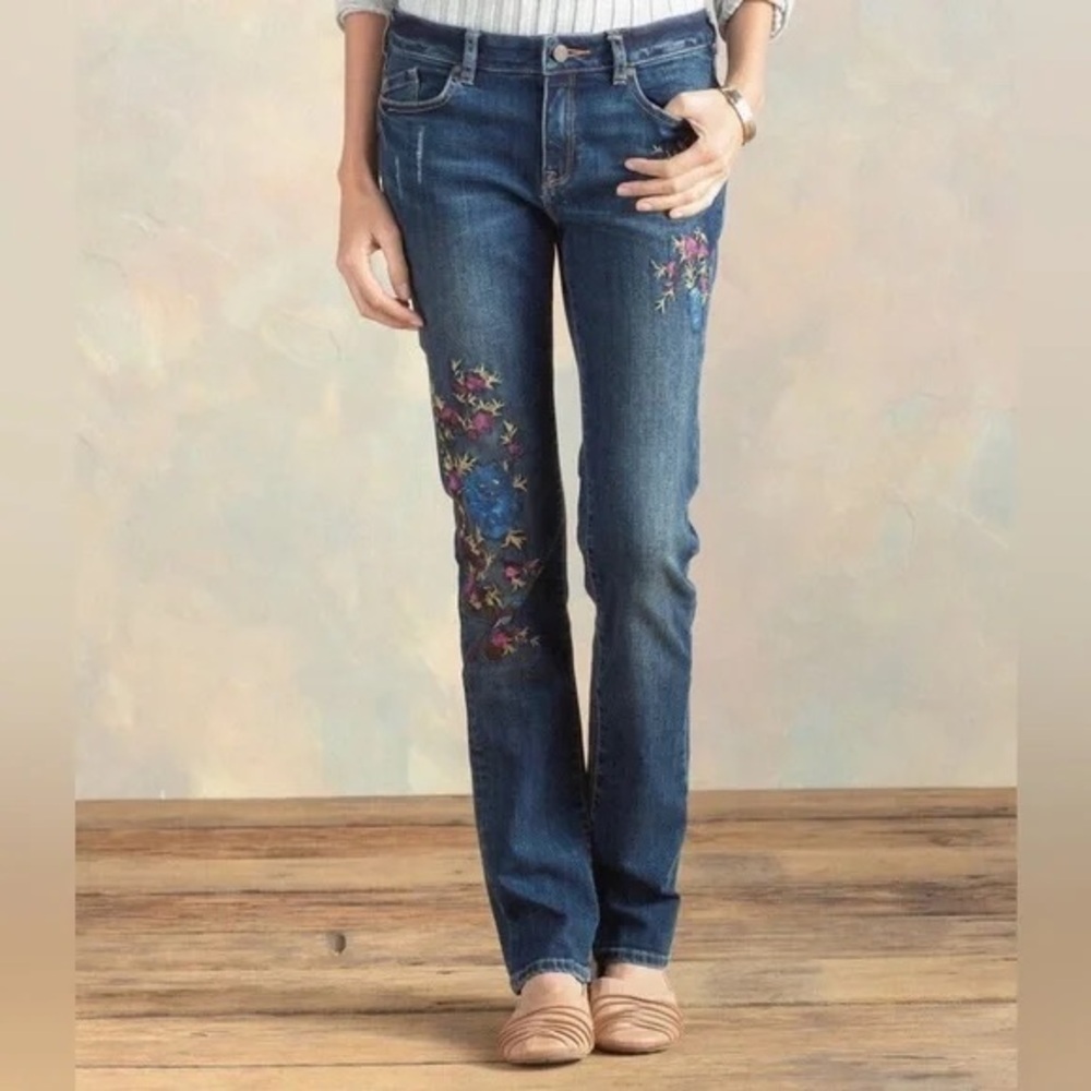 Sundance Magnolia Embroidered Blue Denim Jeans